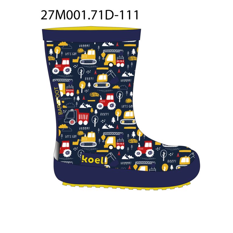 Koel Barfuß Gummistiefel Wellie Bare Tractor V2 - Print Blue