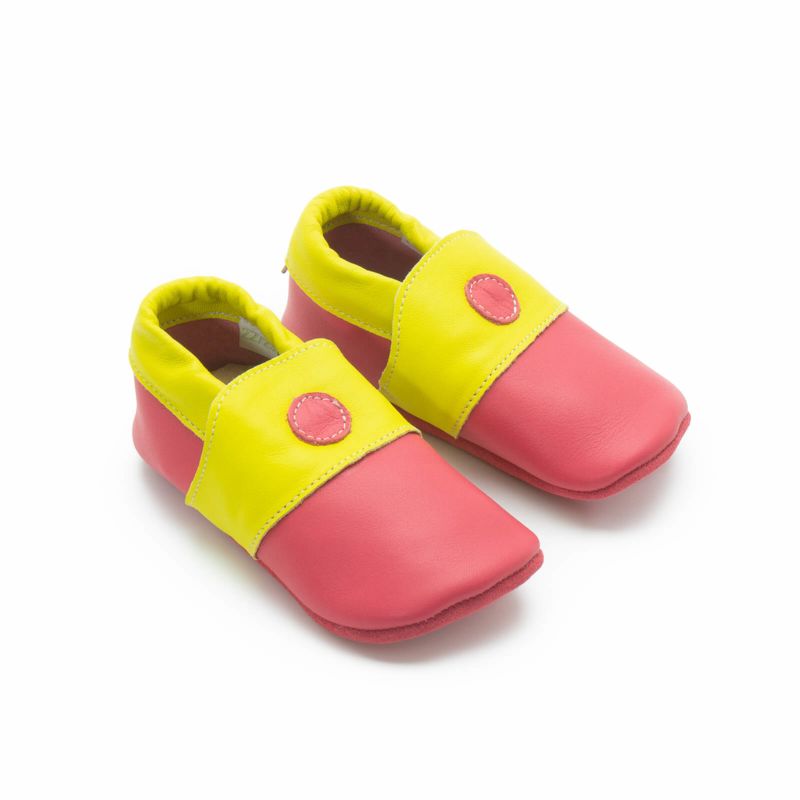 ZeaZoo Kiwi pink-gelb - Leder, Lauflernschuh